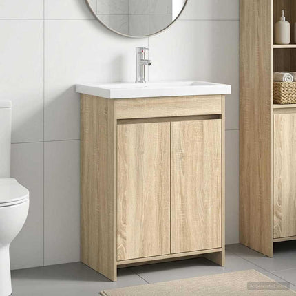 Badrumsmöbelset Sonoma-ek 81 x 40 x 84,5 cm Konstruerat trä