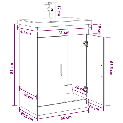 Badrumsmöbelset Vit 61 x 40 x 84,5 cm Konstruerat trä