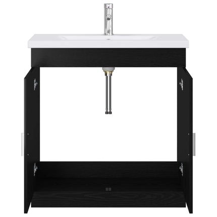 Badrumsmöbelset Svart ek 81 x 40 x 84,5 cm Konstruerat trä
