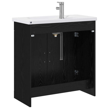 Badrumsmöbelset Svart ek 81 x 40 x 84,5 cm Konstruerat trä