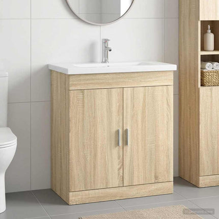 Badrumsmöbelset Sonoma-ek 81 x 40 x 84,5 cm Konstruerat trä