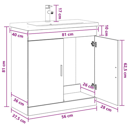 Badrumsmöbelset Betonggrå 81 x 40 x 84,5 cm Konstruerat trä