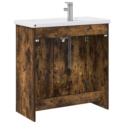 Badrumsmöbelset Rökt ek 81 x 40 x 84,5 cm Konstruerat trä