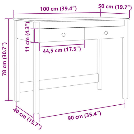 Skrivbord Max Brun Massiv furu 100 x 50 x 78 cm