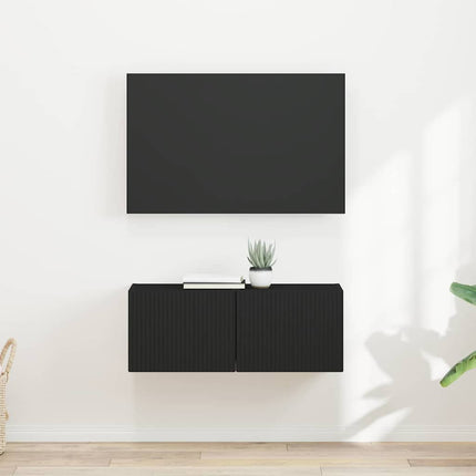 TV Vägghylla 2 pcs Svart 39 x 31 x 29,5 cm Konstruerat trä