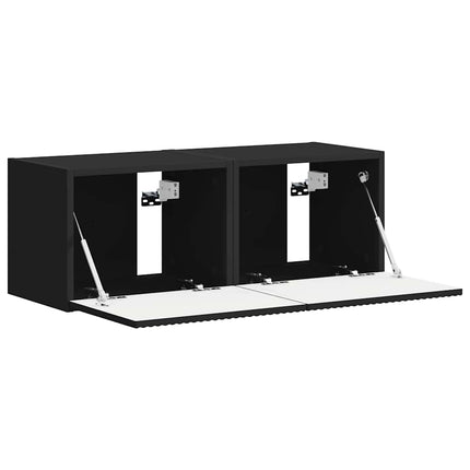 TV Vägghylla 2 pcs Svart 39 x 31 x 29,5 cm Konstruerat trä