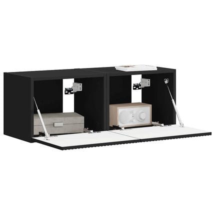 TV Vägghylla 2 pcs Svart 39 x 31 x 29,5 cm Konstruerat trä