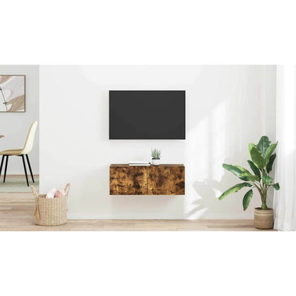 TV Vägghylla 2 st Rökt ek Konstruerat trä
