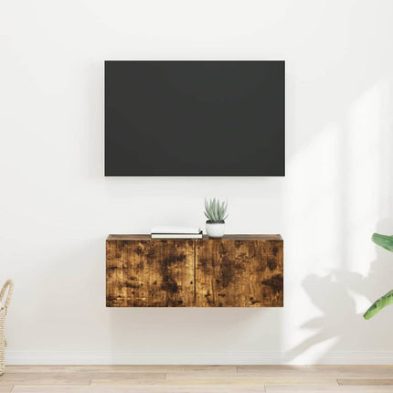 TV Vägghylla 2 pcs Rökt ek 39 x 31 x 29,5 cm Konstruerat trä