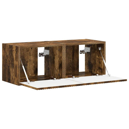 TV Vägghylla 2 pcs Rökt ek 39 x 31 x 29,5 cm Konstruerat trä