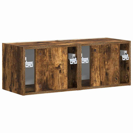 TV Vägghylla 2 pcs Rökt ek 39 x 31 x 29,5 cm Konstruerat trä