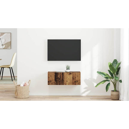TV Vägghylla 2 st Gammalt trä Konstruerat trä