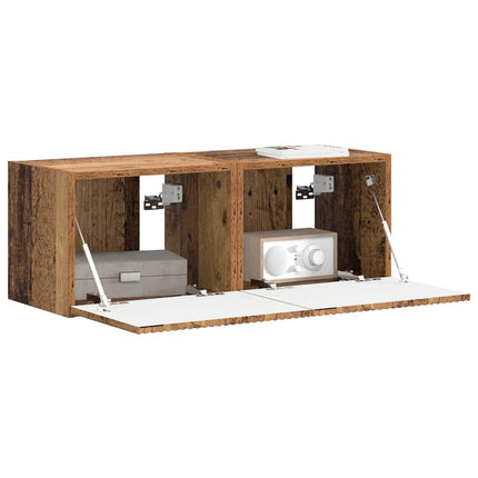 TV Vägghylla Väggmonterad 2 pcs Gammalt trä 39 x 31 x 29,5 cm