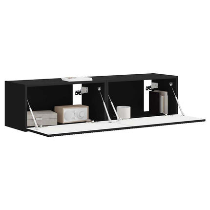 TV Vägghylla 2 pcs Svart 60 x 31 x 29,5 cm Konstruerat trä
