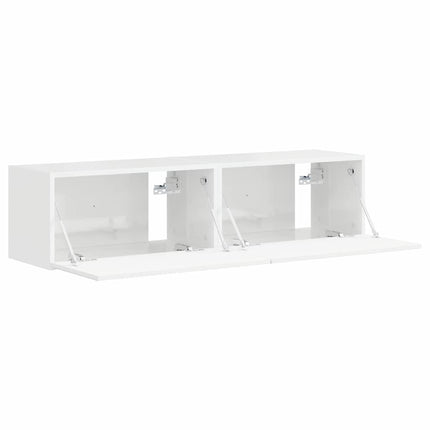 TV Vägghylla Väggmonterad 2 pcs Glansig Vit 60 x 31 x 29,5 cm