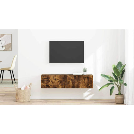 TV Vägghylla 2 st Rökt ek Konstruerat trä