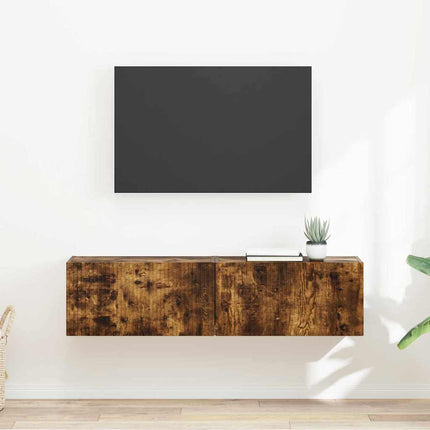 TV Vägghylla 2 pcs Rökt ek 60 x 31 x 29,5 cm Konstruerat trä
