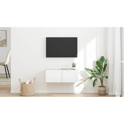 TV Vägghylla 78,5 x 31 x 29,5 cm Glansig Vit Konstruerat trä