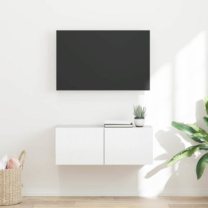 TV Vägghylla Glansig Vit 78,5 x 31 x 29,5 cm Konstruerat trä