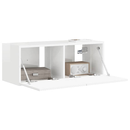 TV Vägghylla 78,5 x 31 x 29,5 cm Glansig Vit Konstruerat trä