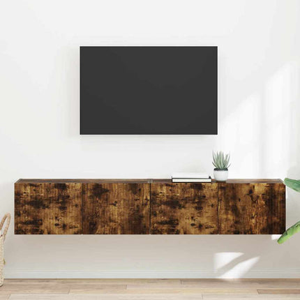 TV Vägghylla 2 pcs Rökt ek 78,5 x 31 x 29,5 cm Konstruerat trä