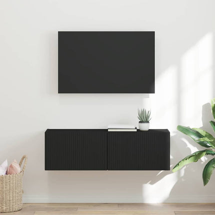 TV Vägghylla 98 x 31 x 29,5 cm Svart Konstruerat trä