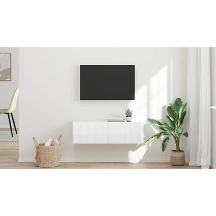 TV Vägghylla 98 x 31 x 29,5 cm Glansig Vit Konstruerat trä