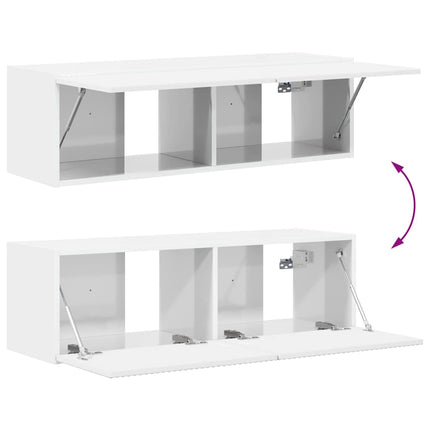 TV Vägghylla Glansig Vit 98 x 31 x 29,5 cm Konstruerat trä