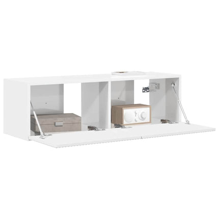 TV Vägghylla 98 x 31 x 29,5 cm Glansig Vit Konstruerat trä