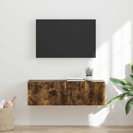 TV Vägghylla Rökt ek 98 x 31 x 29,5 cm Konstruerat trä
