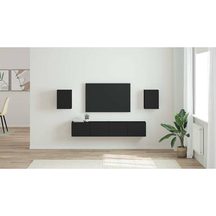 TV Vägghylla 2 st Svart Konstruerat trä