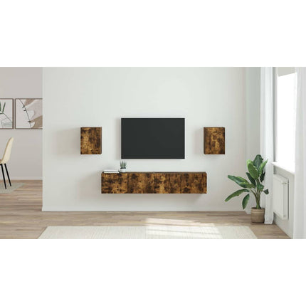 TV Vägghylla 2 st Rökt ek Konstruerat trä