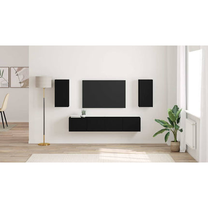 TV Vägghylla 2 st Svart Konstruerat trä
