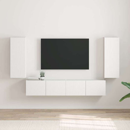 TV Vägghylla 2 pcs Vit 30 x 31 x 80 cm Konstruerat trä