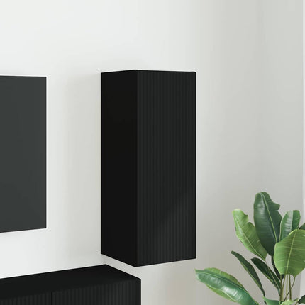 TV Vägghylla Väggmonterad Svart 30 x 31 x 80 cm Konstruerat trä