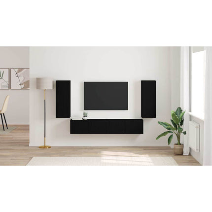 TV Vägghylla 2 st Svart Konstruerat trä