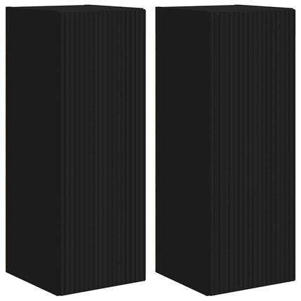 TV Vägghylla 2 pcs Svart 30 x 31 x 80 cm Konstruerat trä
