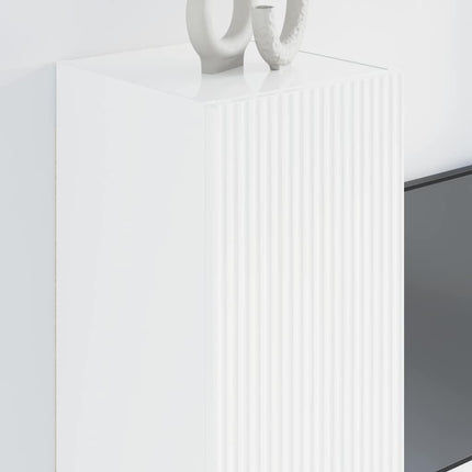TV Vägghylla Glansig Vit 30 x 31 x 80 cm Konstruerat trä