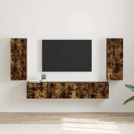 TV Vägghylla 2 pcs Rökt ek 30 x 31 x 80 cm Konstruerat trä