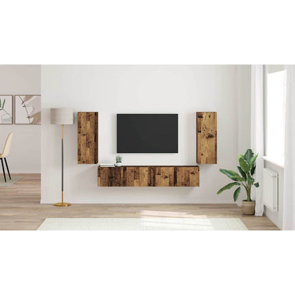 TV Vägghylla 2 st Gammalt trä Konstruerat trä