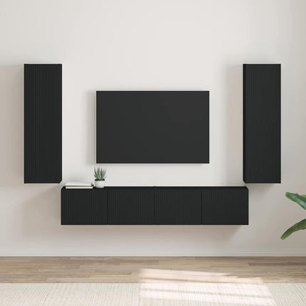 TV Vägghylla 2 pcs Svart 30 x 31 x 100 cm Konstruerat trä