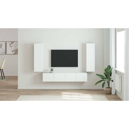 TV Vägghylla 2 st Glansig Vit Konstruerat trä