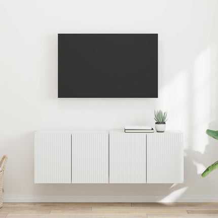 TV Vägghylla 2 st Vit Konstruerat trä