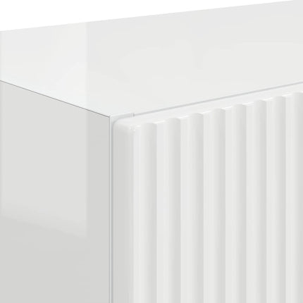 TV Vägghylla Högblanka vita 59,5 x 31 x 40 cm Konstruerat trä