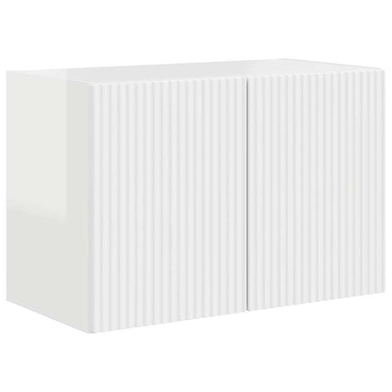 TV Vägghylla Högblanka vita 59,5 x 31 x 40 cm Konstruerat trä