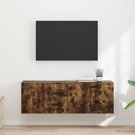 TV Vägghylla 2 st Rökt ek Konstruerat trä