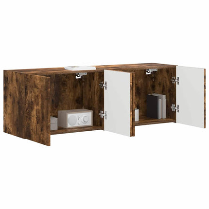 TV Vägghylla 2 pcs Rökt ek 59,5 x 31 x 40 cm Konstruerat trä