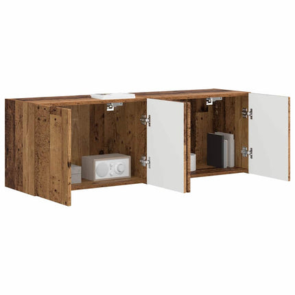 TV Vägghylla Väggmonterad 2 pcs Gammalt trä 59,5 x 31 x 40 cm