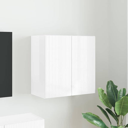 TV Vägghylla Högblanka vita 59,5 x 31 x 60 cm Konstruerat trä