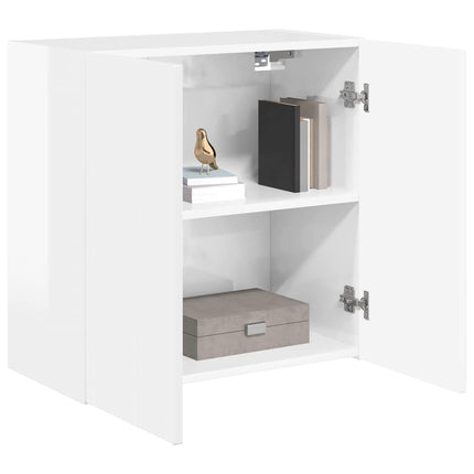 TV Vägghylla Högblanka vita 59,5 x 31 x 60 cm Konstruerat trä